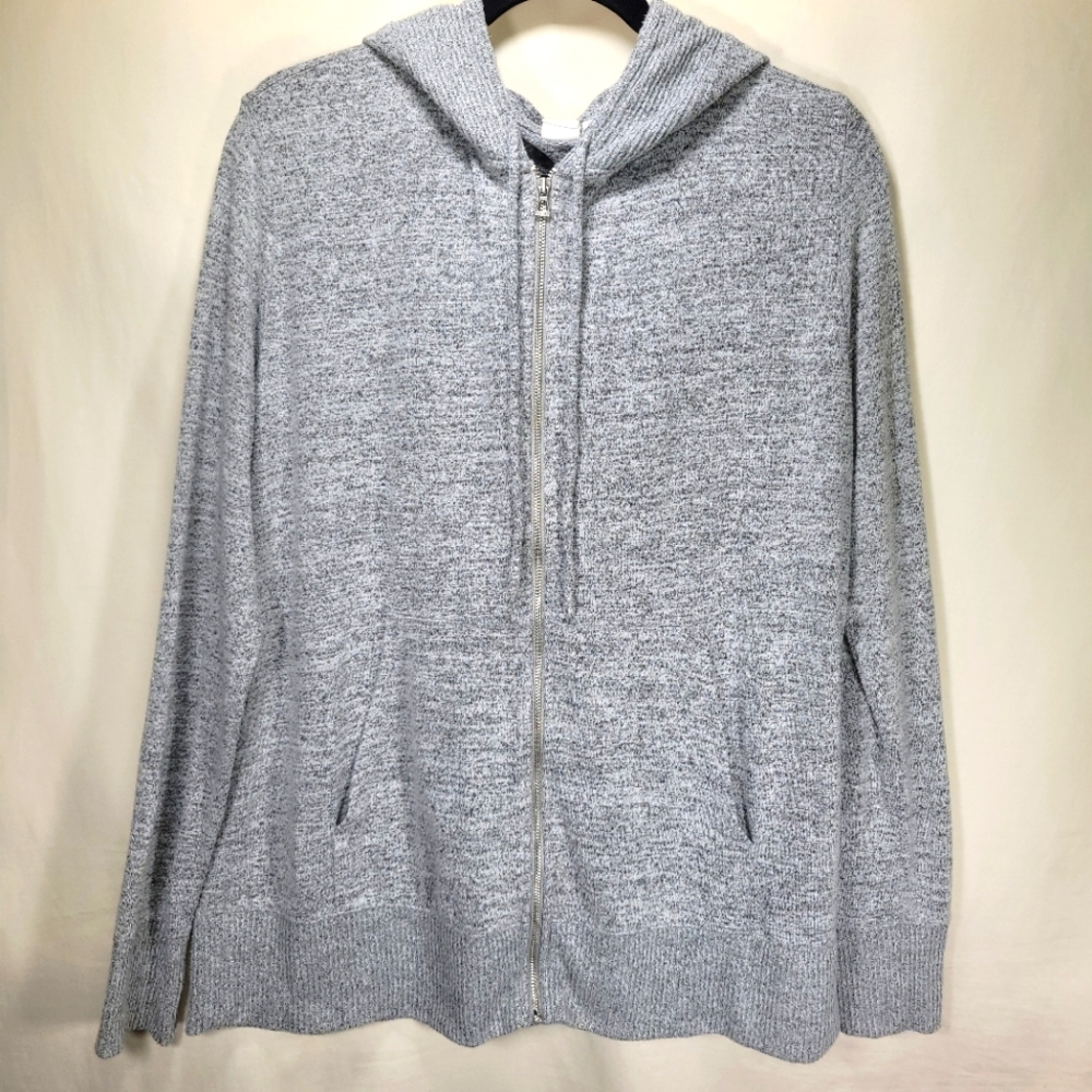 GAP Light Gray Marled Full-Zip Hooded Sweatshirt